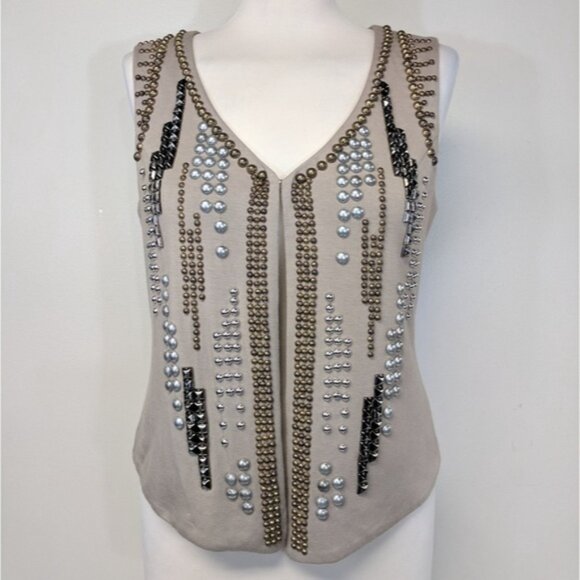 Caché Vintage Studded Boho Vest - Picture 4 of 6